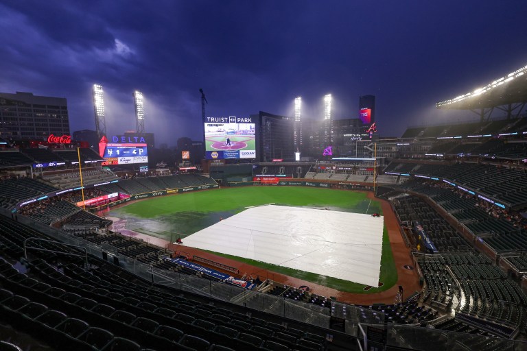 White Sox at Braves game delayed due to rain Monday 8/18/25
