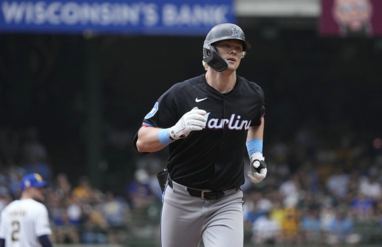 Marlins OF Kyle Stowers status update Monday 7/28/25